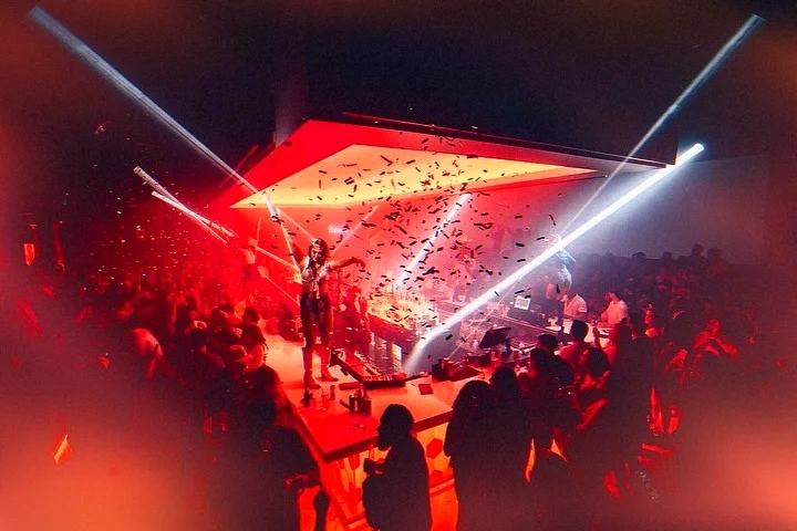 Houston nightclub interior - Heights Social 46-foot LED wall and dance floor