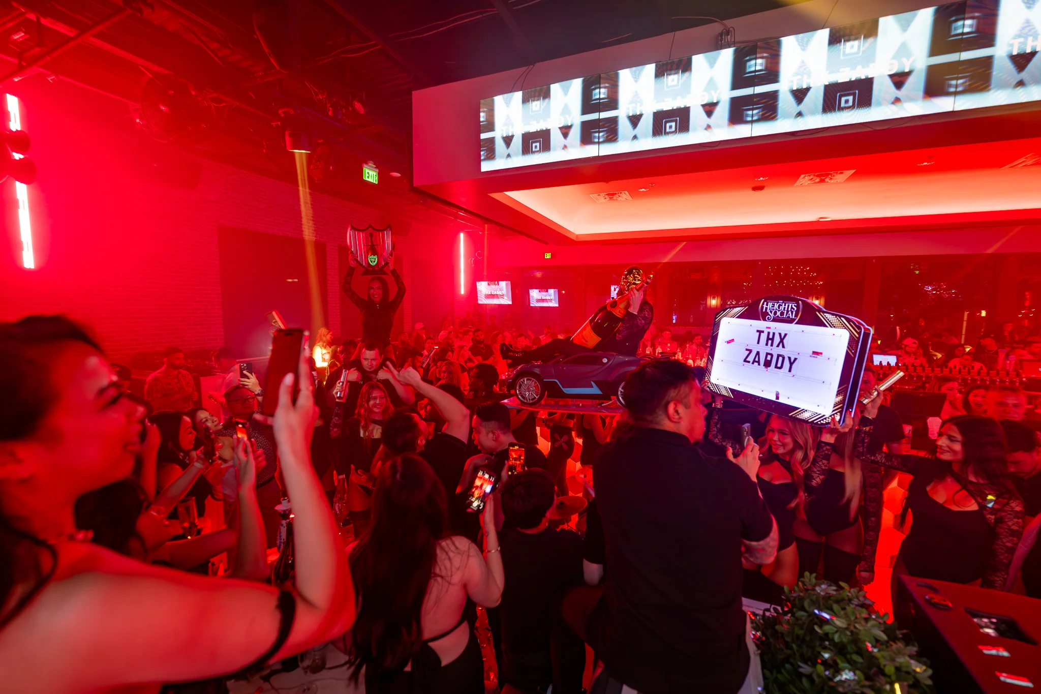 Houston nightclub VIP bottle service presentation at Heights Social